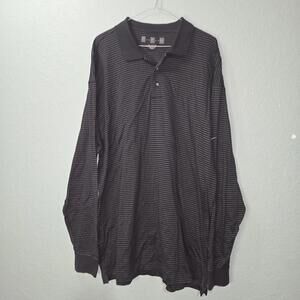Nike Golf Black Stripe Long Sleeve Shirt Mens 2XL Polo DriFit Stretch Pullover